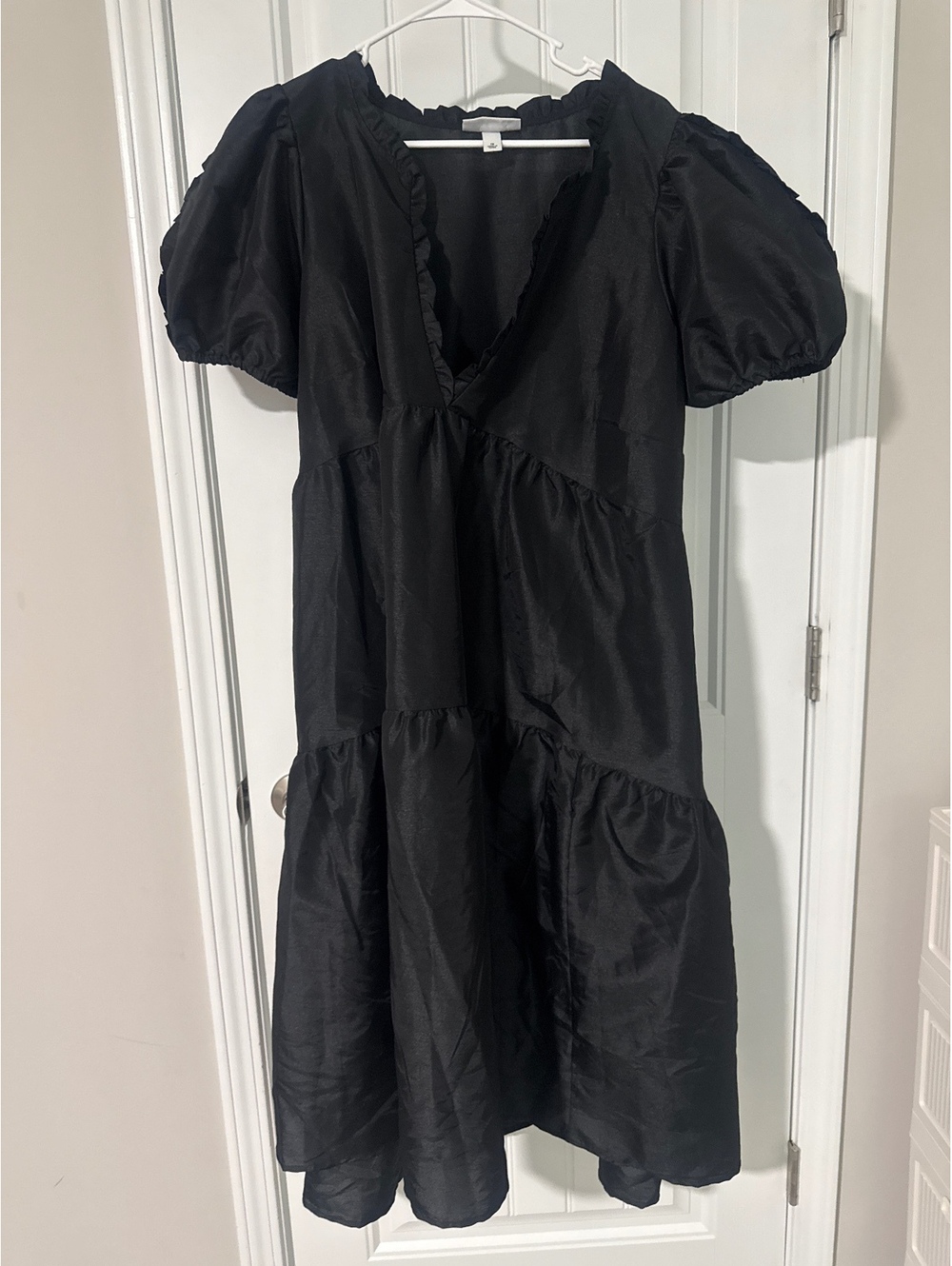 Kika Vargas Black Puff Sleeve Tiered Dress Size 1X - Picture 3 of 4